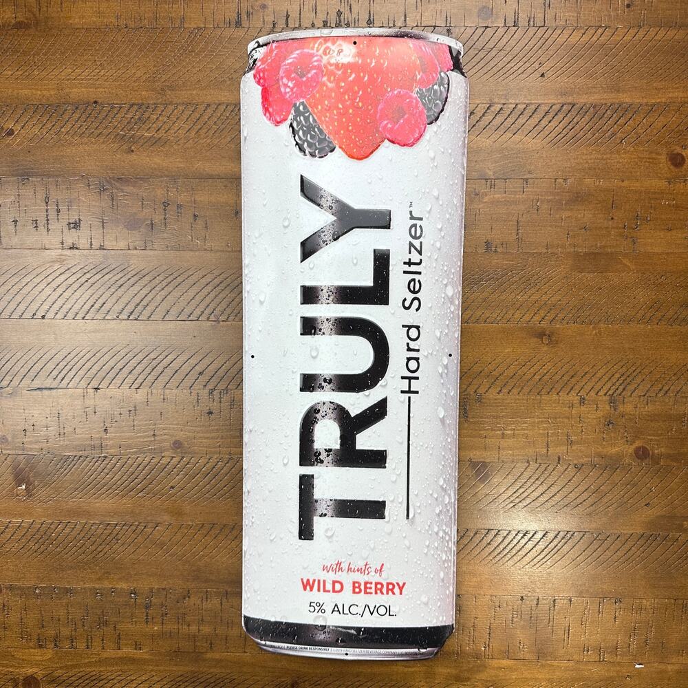 Truly Wild Berry Hard Seltzer Tin Sign Authentic Die-cut 24-3/4”x 8-1/2”